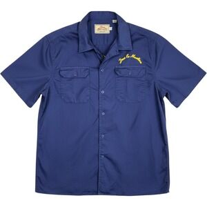 Deus Ex Machina Fleetwood Shirt XL Navy Blue Short Sleeve Embroidered Work Shirt